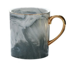 Gray Marble Mug with Gold Rim & Handle