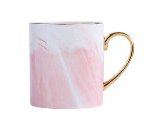 Pink Marble Mug with Gold Rim & Handle